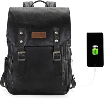 Montana West Wrangler Laptop Backpack with USB Charging Port, Vintage Travel Work College Bookbag for Women Men