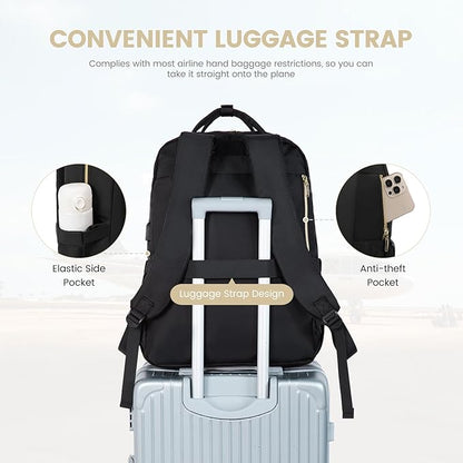LOVEVOOK Extra Large Travel Backpack Stylish Laptop Backpack Purses for Women, Water Resistant Business Teacher Nurse College Work Computer Bag with USB Charging Port, Fits 18" Laptop