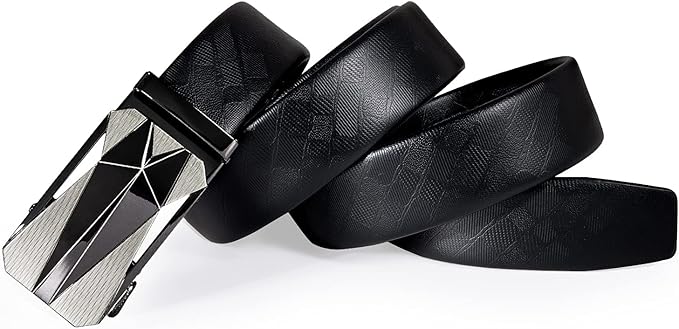 Dubulle Designer Ratchet Belt for Men Leather Fashion Adjustable Automatic Buckle Sliding Removable Dress Casual