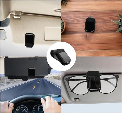 Car Visor Organizer, ABS Sunglasses Holder Clip with Document & Card Pockets, Multi-Pocket Sun Visor Storage for Truck SUV Van (Black)