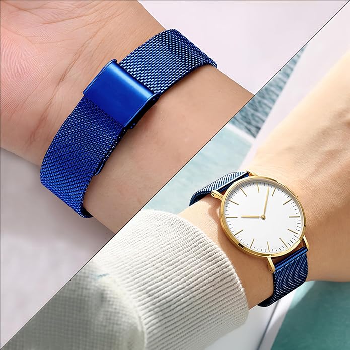 TStrap Mesh Watch Band Metal - Black Quick Release Watch Bands for Men Women - Stainless Steel Smart Watches Strap Bracelet Replacement - 10mm 12mm 14mm 16mm 18mm 20mm 22mm