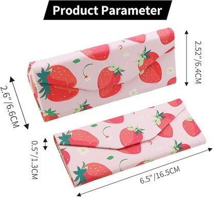 Foldable Glasses Case, Magnetic PU Leahter Sunglasses Case, Cute Hard Shell Folding Eyeglass Cases for Women Kids