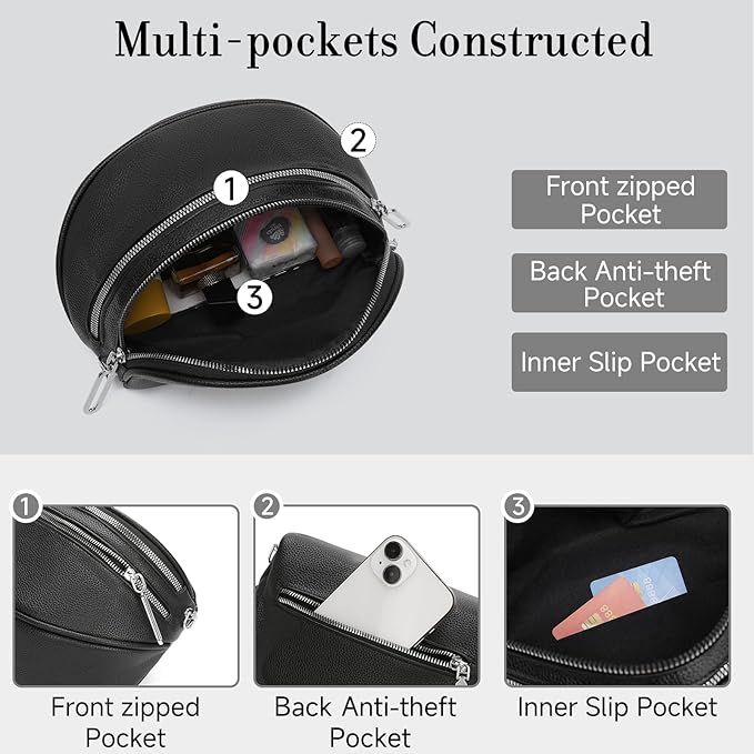 GAEKEAO Crossbody Bum Bags for Women Vegan Leather Fanny Packs Belt Bag Trendy Cross Body Purse Travel