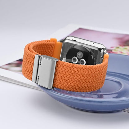 WOCCI 18mm Braided Nylon Watch Band for Men and Women, Quick Release, Silver Stainless Steel Buckle (Orange)
