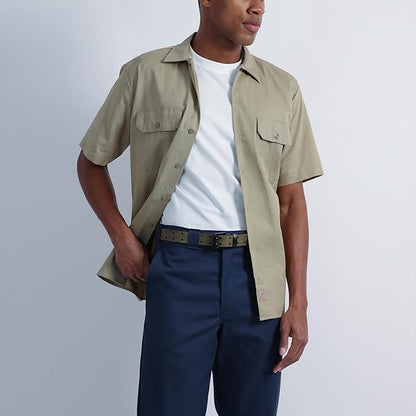 Dickies Men's Double Prong Leather Work Belt – Fully Adjustable, Regular & Big and Tall Sizes