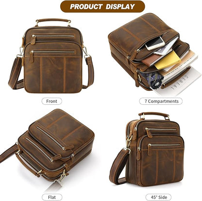 Jack&Chris Leather Messenger Bag for Men, Man Purse Crossbody Bags for Work Business
