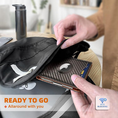 BULLIANT Men Wallet Airtag&Standard Use,Slim Front Pocket Wallet Money Clip for Gifg Men RFID Blocking 11Cards