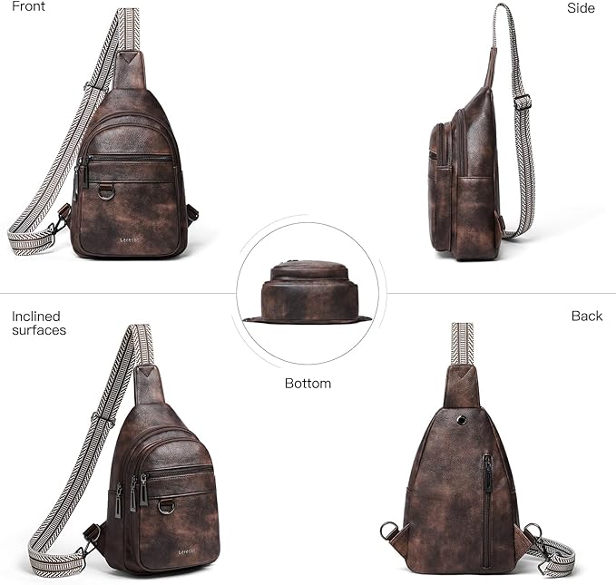 Leresas 7L Sling Bag for Women Men Vegan Leather Crossbody Bags Fanny Pack Purse Backpack Over Shoulder Bag Travel Anti Theft