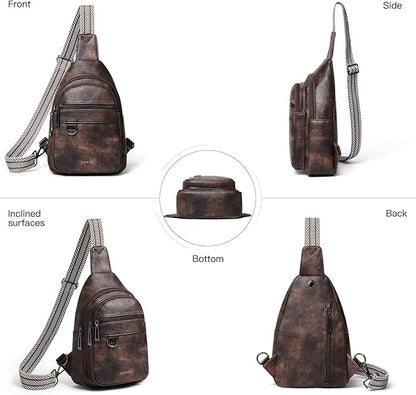 Leresas 7L Sling Bag for Women Men Vegan Leather Crossbody Bags Fanny Pack Purse Backpack Over Shoulder Bag Travel Anti Theft