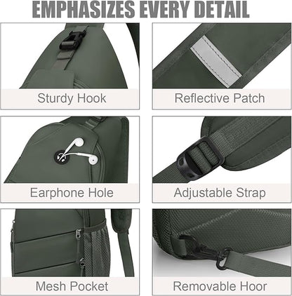Pritent Crossbody Bags for Women Men Trendy Sling Bag Backpack Casual Chest Bag with Convertible Shoulder Strap