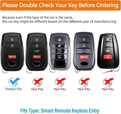 Sindeda for Toyota Key Fob Cover with Metal Keychain & Leather Strap for 2025-2026 Camry 4 Runner 2019-2026 Venza, Land Cruiser,2023-2026 Tacoma Grand Highlander,Corolla,bZ4X,3-Buttons(Blue)