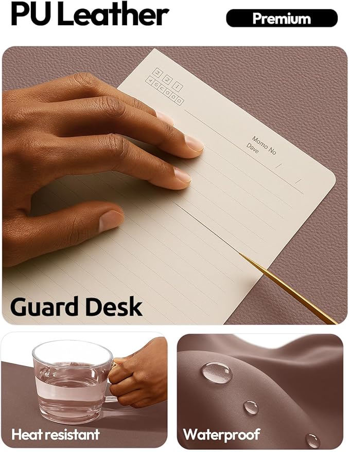 YSAGi Leather Desk Protector, Office Mat, Large Mouse Mat, Non-Slip PU Leather Blotter, Laptop Desk, Waterproof Writing Pad for Office and Home (Chocolate, 47.2" x 23.6")