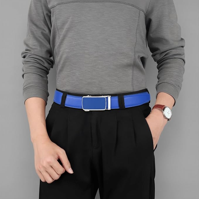 Lingli Men's Belt,Ratchet Dress Belt with Automatic Buckle Brown/Black-Trim to Fit-35mm wide