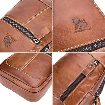 Hebetag Leather Sling Bag Crossbody Backpack for Men Women Outdoor Travel Camping Hiking Shoulder Chest Day Pack Casual Daypack, Black
