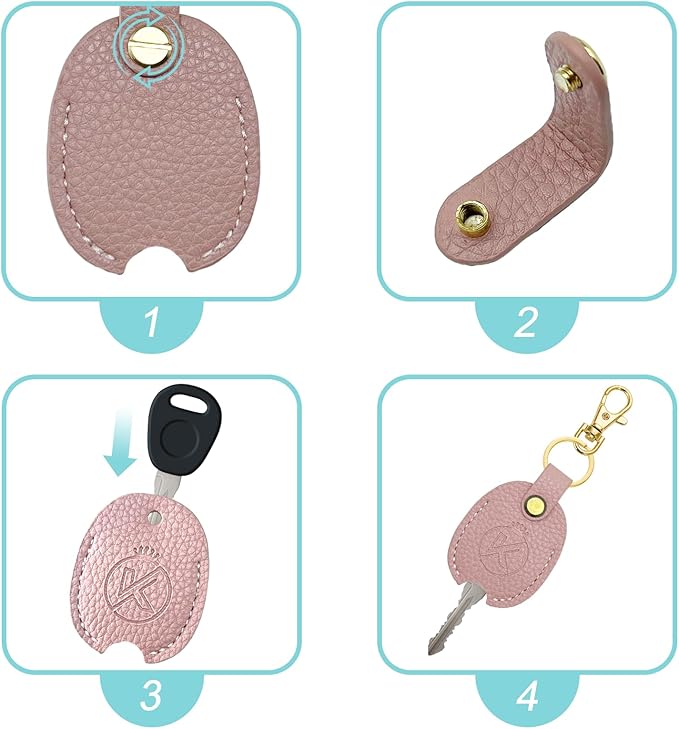 Leather Key Sleeve for Broken Key, Car Key Cover, Key Loop Replacment, Key Fod Protector Keychain for Women/Men