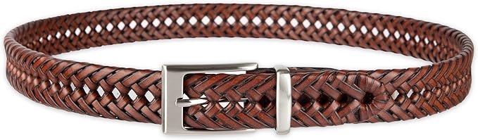 DOCKERS Men's Braided Leather Belt, Fully Adjustable Casual Strap for Everyday Wear