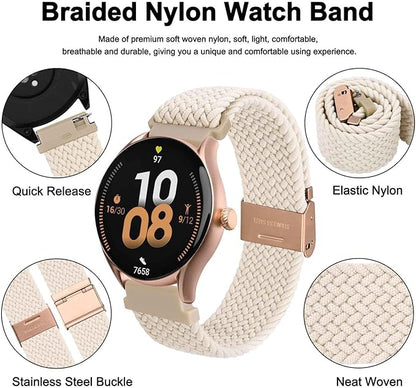 WOCCI 18mm Braided Nylon Watch Band for Men and Women, Quick Release, Rosegold Stainless Steel Buckle (Starlight)