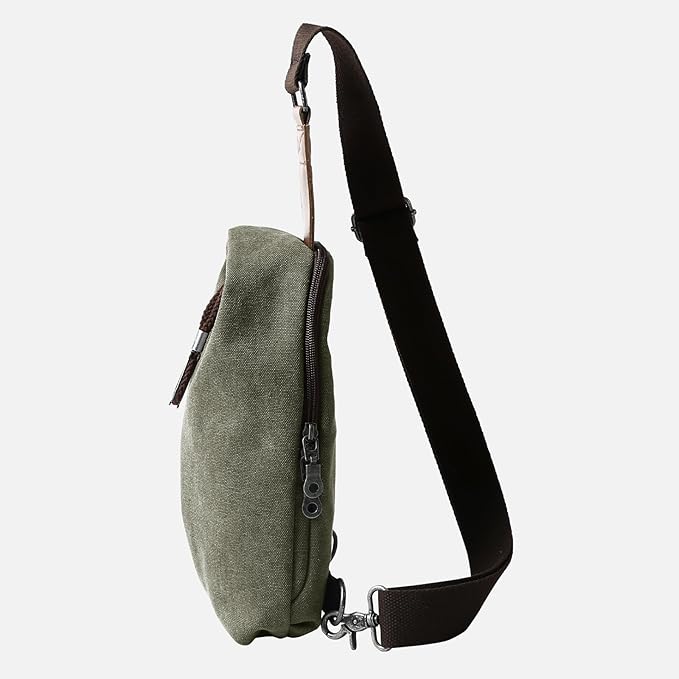 MOYYI Canvas Sling Bag Small Crossbody Bag for Men & Women, 2.5L Mini Casual Daypack Shoulder Bag, 2.5L Capacity (Green)