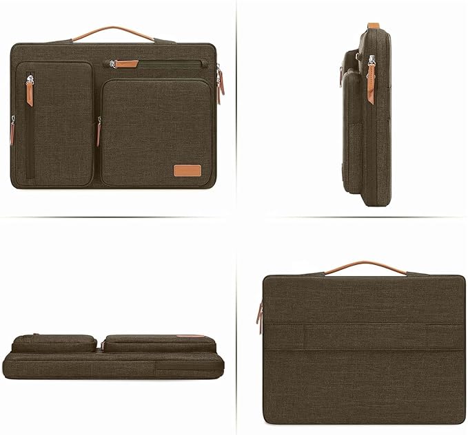 MOSISO 360 Protective Laptop Case 15 inch, 15 inch Laptop Sleeve Compatible with MacBook Air M5 M4 M3 M2 2026-2023, Dell XPS Plus, Side Open Carrying Case with 4 Zipper Pockets&Handle, Carob Brown
