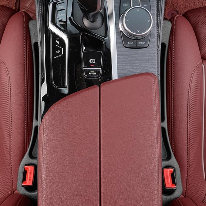 Car Seats Gap Filler Dual-Slot Car Seat Gap Organizer – with Belt Slot, Anti-Drop Gap Filler for Cars & SUVs – No More Lost Items, All Within Reach (2PCS) (Red)