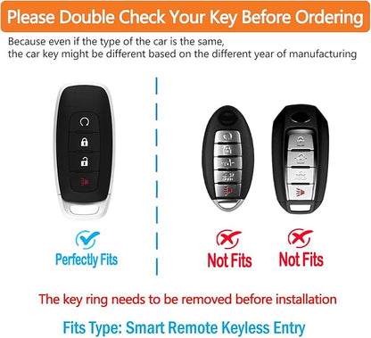 Sindeda for Nissan Key Fob Cover with Keychain Soft Full Protection Key Shell Key Case Compatible with 2023 2024 2025 Pathfinder Kicks Rouge(Silver, 4 Buttons-A)