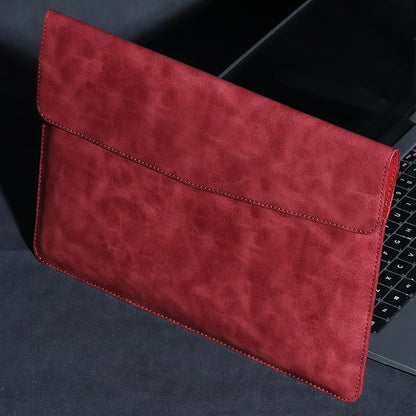 13 Inch Leather Laptop Sleeve Compatible with MacBook Neo 13" 2026 & MacBook Air/Pro 13" (M5/M4/M3/M2/M1, 2025-2018), Magnetic Buckle Closure Protective Case Cover,Red