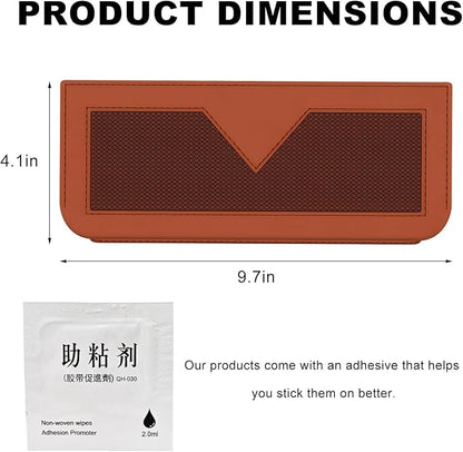 Car Sunglasses Case, PU Leather Pocket Self-Adhesive Storage Pouch for Vehicle Door Window Console, Multifunctional Vehicle Interior Organizer for Glasses Phones Wallets Keys (Brown & Orange)