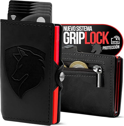 Smart RFID Blocking Wallet for Men – Slim Metal Card Holder with Money Clip – Intelligent Minimalist Wallet Holds 6 to 12 Cards – Compact Credit Card Case & Secure Travel Organiser (AlfaStyle)