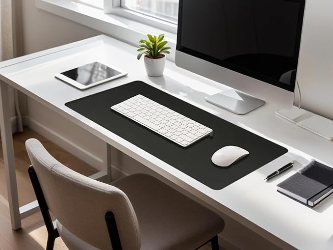 Desk Pad Mat PU Leather Non-Slip Water-Resistant Desk Matt for Desktop Large Mouse Pad for Office and Home Black 23.6" x 13.8"