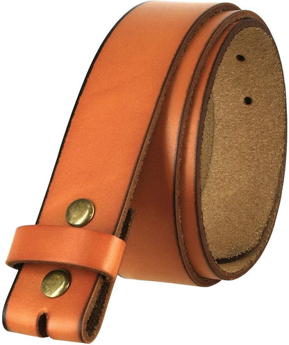 Men's Replacement Belt Strap 100% Genuine Leather Plain Casual Belt Strap with Snaps 1-1/2"(38mm) Wide