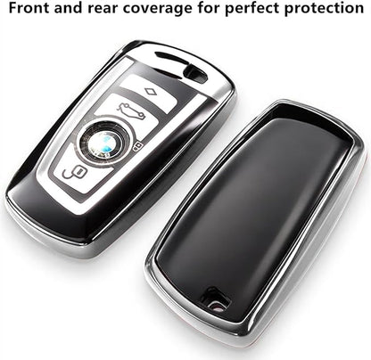 Creativity Suitable For BMW key fob cover. Advanced soft TPU key box is compatible with X1 X3 X4 X5 X6 1 2 4 5 6 7 M3 M5 M6 GT3 GT5 G30 F10 F15 F16 F20 key (Type A Silver single key case)