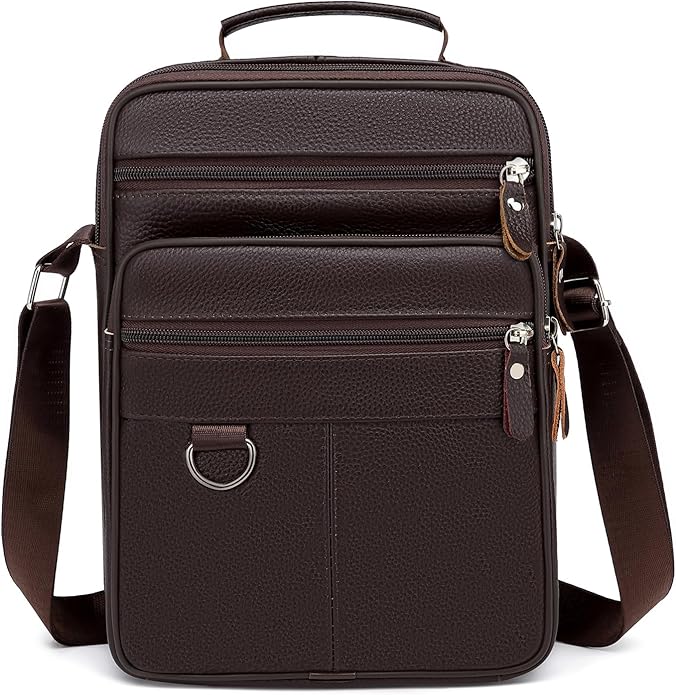 Leather Messenger Bag for Men Large Business Travel Briefcase Crossbody Handbag Man Purse Sling Shoulder Bag
