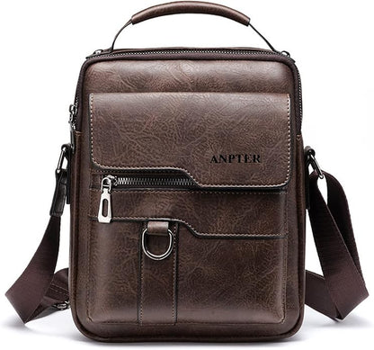 Messenger Bag for Men Crossbody Shoulder Purse Small Vintage PU Leather Satchel Pouch Side Crossover Handbag