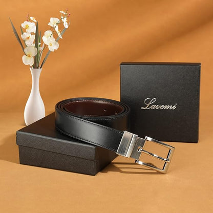Lavemi Mens Belt Reversible 100% Italian Leather Dress Casual,One Reverse for 2 Colors,Trim to Fit