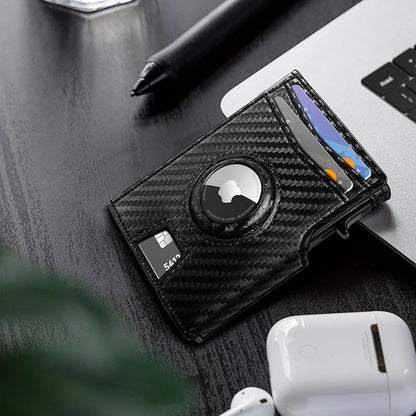 miyozi Airtag Wallet for Men,with Money Clip 10 Cards Metal Case Smart Slim Pop Up Credit Card Holder Flip with Magnetic Closure RFID Blocking wallet with Gift Box