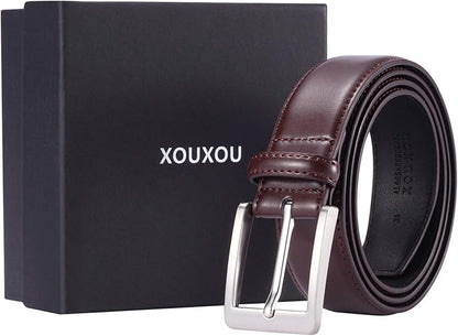 XOUXOU Men's Casual Leather Jeans Belts Classic Work Business Dress Belt with Prong Buckle for Men