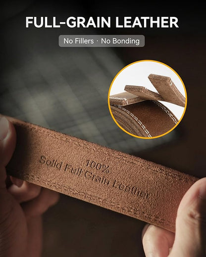 CHAOREN Full Grain Leather Belt for Men, Work Belts for Men Heavy Duty, Daily Wear for Jeans Pants