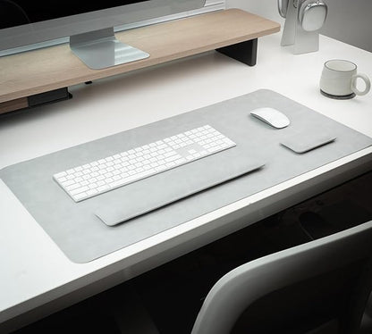 RENMTURE Large Mouse Pad and Keyboard Wrist Rest, Desk Pad for Keyboard and Mouse, Large Gaming Mouse Pad with Wrist Support, Desk Mat for Work and Gaming (Light Gray)
