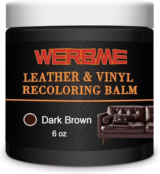 Leather Recoloring Balm & Color Restorer - Multipurpose Dye & Paint for Faded Leather Couches, Car Seats, Shoes | Fix Scratches on Clothing, Furniture & Accessories(Dark Brown)