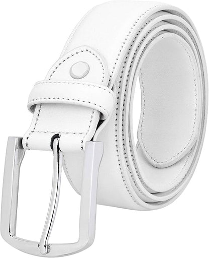 Falari Men Genuine Leather Casual Dress Belt With Single Prong Buckle, Classic Style Belt