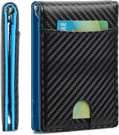 Wallet for Men Leather Slim Bifold Card Holder RFID Blocking Minimalist Front Pockets Wallet with Money Clip