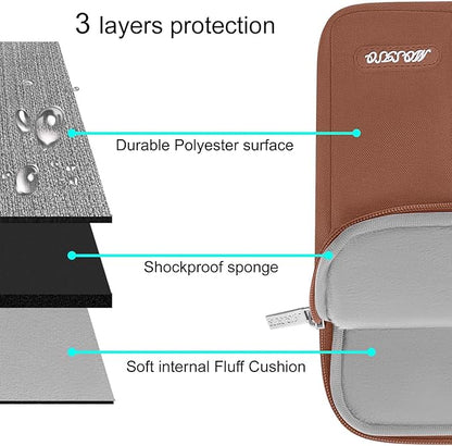 MOSISO Laptop Case 16 inch, 15-15.6 inch Laptop Sleeve Compatible with MacBook Pro 16 M5 M4 M3 M2 M1, HP Acer Dell Lenovo ASUS, Polyester Vertical Computer Sleeve Bag with Pocket, Caramel Brown