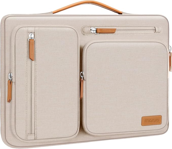 MOSISO 360 Protective Laptop Case 16 inch, 15-15.6 inch Laptop Sleeve Compatible with MacBook Pro 16, HP Acer Dell Lenovo ASUS, Side Open Carrying Case with 4 Zipper Pockets&Handle, Sand
