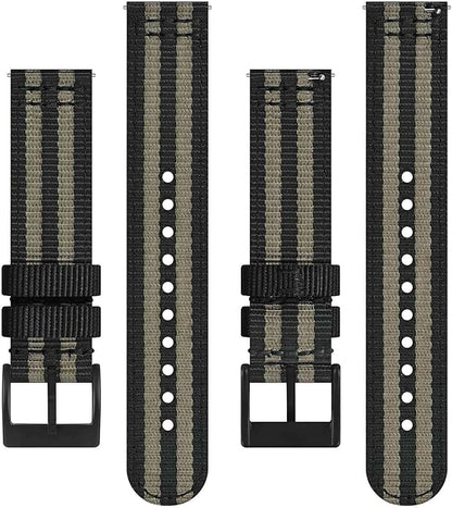 BISONSTRAP Men’s Nylon Watch Bands, Two-Piece Military Watch Straps, Quick Release, Brushed Buckle, Band Width 18mm 19mm 20mm 22mm
