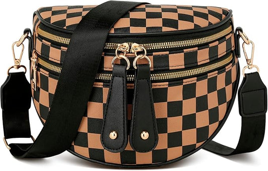 KKXIU Crossbody Sling Bag for Women Trendy Fanny Pack Vegan Leather Chest Bag | Trendy