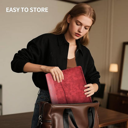 16 Inch Leather Laptop Sleeve Compatible with MacBook Pro 16 Inch M5 M4 M3 M2 M1 Pro/Max＆MacBook Air 15 Inch M5 M4 M3 M2, Genuine Leather Protective Case Cover,Vintage Red