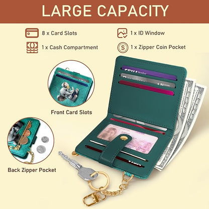 Jogjam Elephant Rfid Women Wallet, Small Slim Thin Credit Card Wallet, PU Leather Bifold Cash Zipper Coin Pocket ID Window for Female Ladies Teen Girls Girly