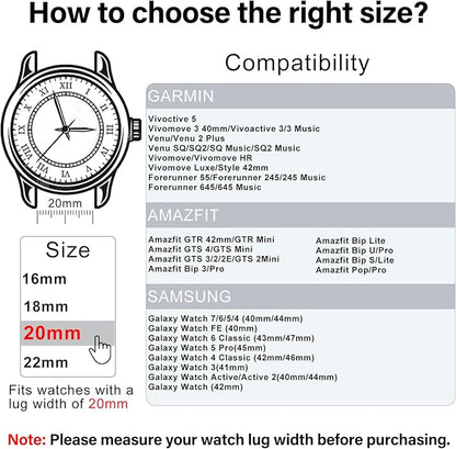 DaQin 3 Pack Nylon Watch Bands Compatible with 16mm 18mm 20mm 22mm Quick Release Watch Band, Adjustable Soft Stretchy Solo Loop Strap Elastic Braided Relacement Wristband for Men Women