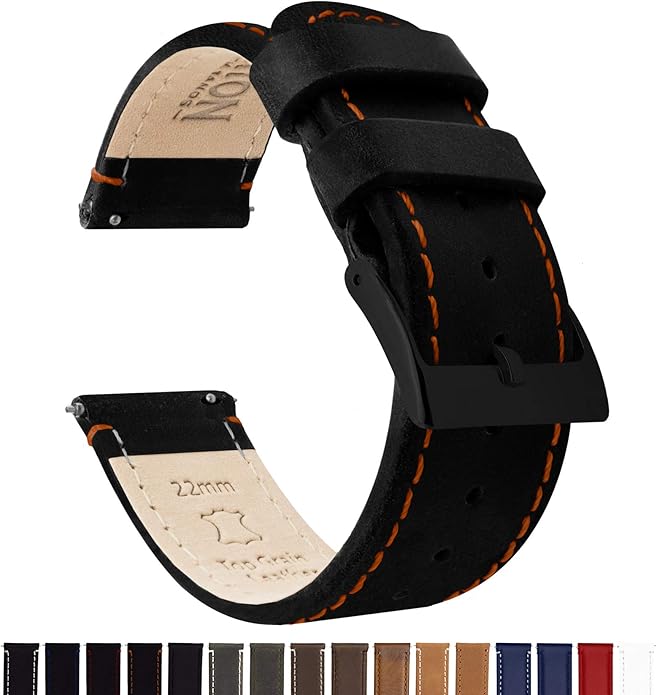 BARTON WATCH BANDS - Top Grain Leather Watch Bands Compatible with Apple Watch Models - 1, 2, 3, 4, 5, 6, 7, 8, 9, 10, SE, Ultra & Ultra 2