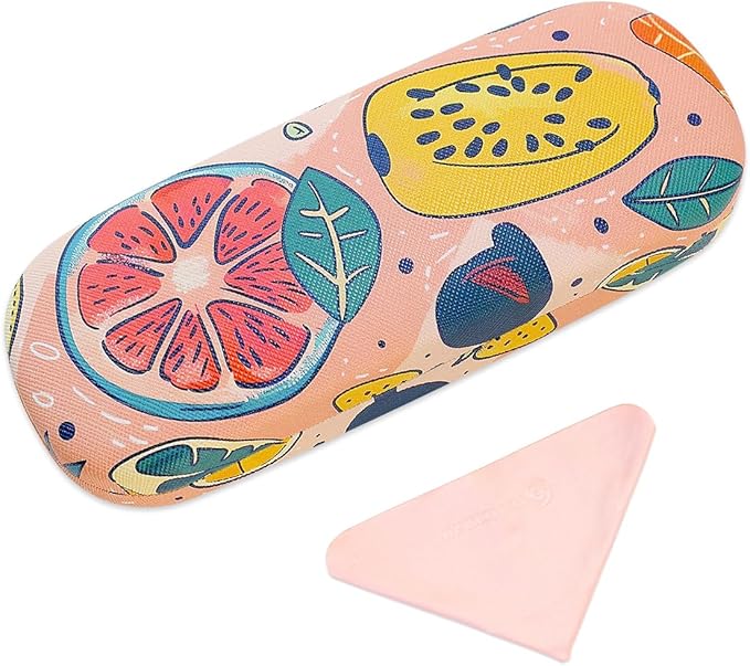 PERFECTSIGHT Hard Shell Eyeglasses Case, PU Leather Protective Glasses Case, Cute Eyeglass Case for Women Men Girls